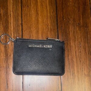 Michael Kors Black Leather Zip Pouch